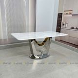 Bàn ăn inox tráng gương mặt đá Kleos (không gồm ghế)