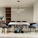 Bàn ăn inox tráng gương mặt đá Arianna (không gồm ghế)