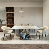 Bàn ăn inox tráng gương mặt đá Arianna (không gồm ghế)
