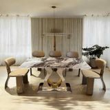 Bàn ăn inox tráng gương mặt đá Sophelia (không gồm ghế)