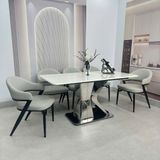 Bàn ăn inox tráng gương mặt đá Nobeline (không gồm ghế)