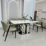 Bàn ăn inox tráng gương mặt đá Isidore (không gồm ghế)