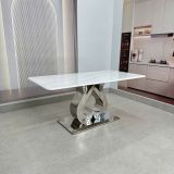 Bàn ăn inox tráng gương mặt đá Oreste (không gồm ghế)