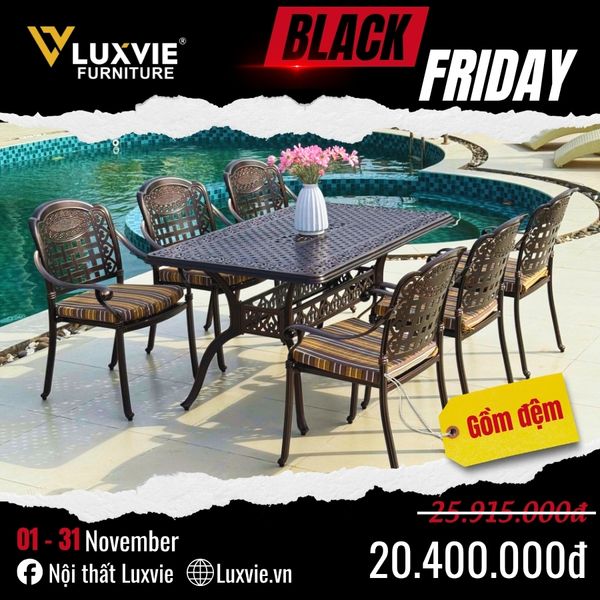 Bộ bàn ghế nhôm ngoài trời DPBV08 + Ghế DPAV4