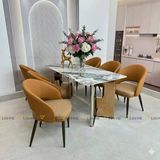 Bàn ăn inox tráng gương mặt đá Jewels (không gồm ghế)