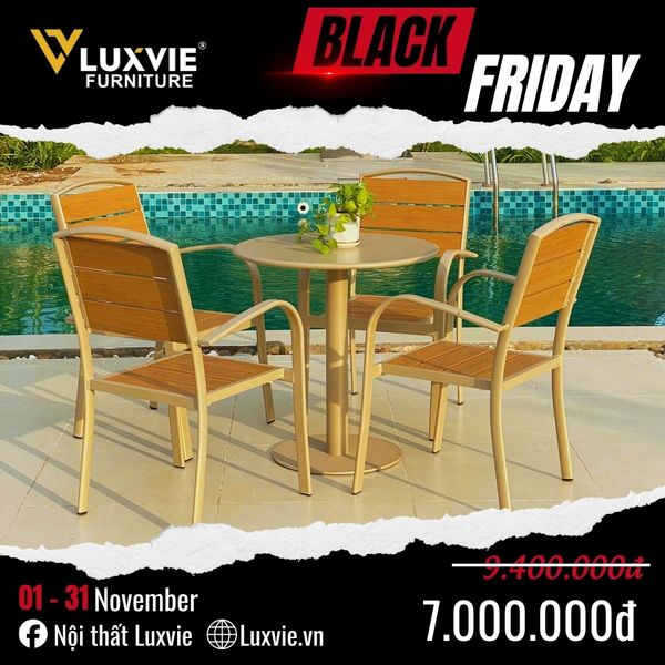 Bộ bàn ghế cafe ngoài trời LUZF9021T + Ghế HPG1A