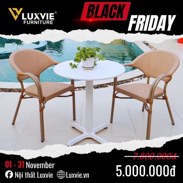 Bộ bàn ghế cafe ngoài trời DPBV9A + Ghế LUZF3022C