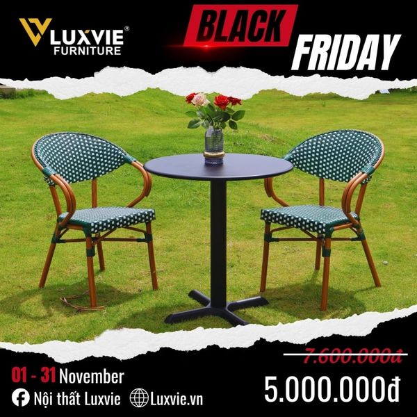 Bộ bàn ghế cafe ngoài trời DPBV9A + Ghế LUZF2049C