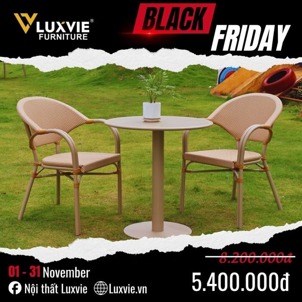 Bộ bàn ghế cafe ngoài trời LUZF9021T + Ghế LUZF3022C