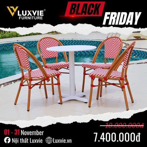 Bộ bàn ghế cafe ngoài trời DPBV9A + Ghế LUZF3006C