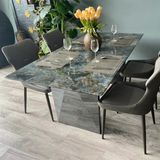 Bàn ăn inox tráng gương mặt đá Chromium (không gồm ghế)