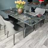 Bàn ăn inox tráng gương mặt đá Chromium (không gồm ghế)