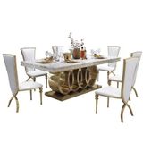 Bàn ăn inox mạ vàng mặt đá Audi (không gồm ghế)