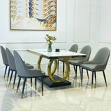 Bàn ăn inox mạ vàng mặt đá Luxury 2 (không gồm ghế)