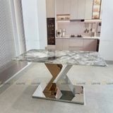 Bàn ăn inox tráng gương mặt đá Irene (không gồm ghế)