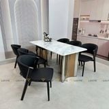 Bàn ăn inox tráng gương mặt đá Ourania (không gồm ghế)