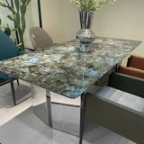 Bàn ăn inox tráng gương mặt đá Titanium (không gồm ghế)