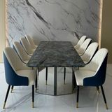 Bàn ăn inox tráng gương mặt đá Titanium (không gồm ghế)