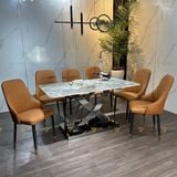 Bàn ăn inox tráng gương mặt đá Fiber2 (không gồm ghế)