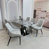 Bàn ăn inox tráng gương mặt đá Jiannis (không gồm ghế)