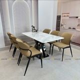 Bàn ăn inox tráng gương mặt đá Jiannis (không gồm ghế)