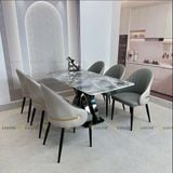 Bàn ăn inox tráng gương mặt đá Jiannis (không gồm ghế)