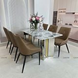 Bàn ăn inox tráng gương mặt đá Etherald (không gồm ghế)