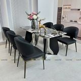 Bàn ăn inox tráng gương mặt đá Signature 2 (không gồm ghế)