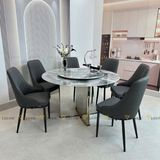 Bàn ăn tròn xoay 2 mặt đá Luna (không gồm ghế)