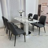 Bàn ăn inox tráng gương mặt đá Varane (không gồm ghế)