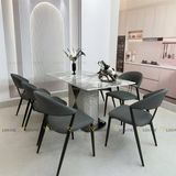Bàn ăn inox tráng gương mặt đá Varane (không gồm ghế)
