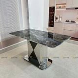 Bàn ăn inox tráng gương mặt đá Varane (không gồm ghế)