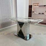 Bàn ăn inox tráng gương mặt đá Varane (không gồm ghế)