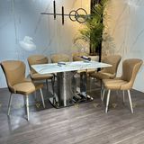 Bàn ăn inox tráng gương mặt đá Erica (không gồm ghế)