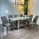 Bàn ăn inox tráng gương mặt đá Erica (không gồm ghế)