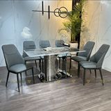 Bàn ăn inox tráng gương mặt đá Erica (không gồm ghế)