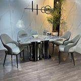 Bàn ăn inox tráng gương mặt đá Origami (không gồm ghế)