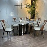 Bàn ăn inox tráng gương mặt đá Origami (không gồm ghế)