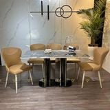 Bàn ăn inox tráng gương mặt đá Origami (không gồm ghế)