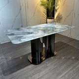Bàn ăn inox tráng gương mặt đá Origami (không gồm ghế)