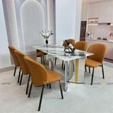 Bàn ăn inox tráng gương mặt đá Birkin (không gồm ghế)