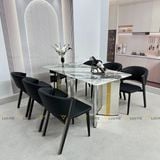 Bàn ăn inox tráng gương mặt đá Birkin (không gồm ghế)
