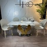 Bàn ăn inox tráng gương mặt đá Firefly (không gồm ghế)