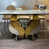 Bàn ăn inox tráng gương mặt đá Firefly (không gồm ghế)