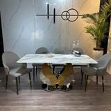 Bàn ăn inox tráng gương mặt đá Firefly (không gồm ghế)