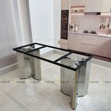 Bàn ăn inox tráng gương mặt đá Houssel (không gồm ghế)