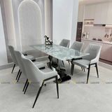 Bàn ăn inox tráng gương mặt đá Charmes (không gồm ghế)