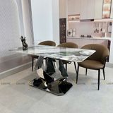 Bàn ăn inox tráng gương mặt đá Charmes (không gồm ghế)
