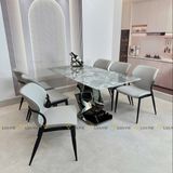 Bàn ăn inox tráng gương mặt đá Charmes (không gồm ghế)