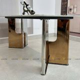 Bàn ăn inox tráng gương mặt đá Jewels (không gồm ghế)